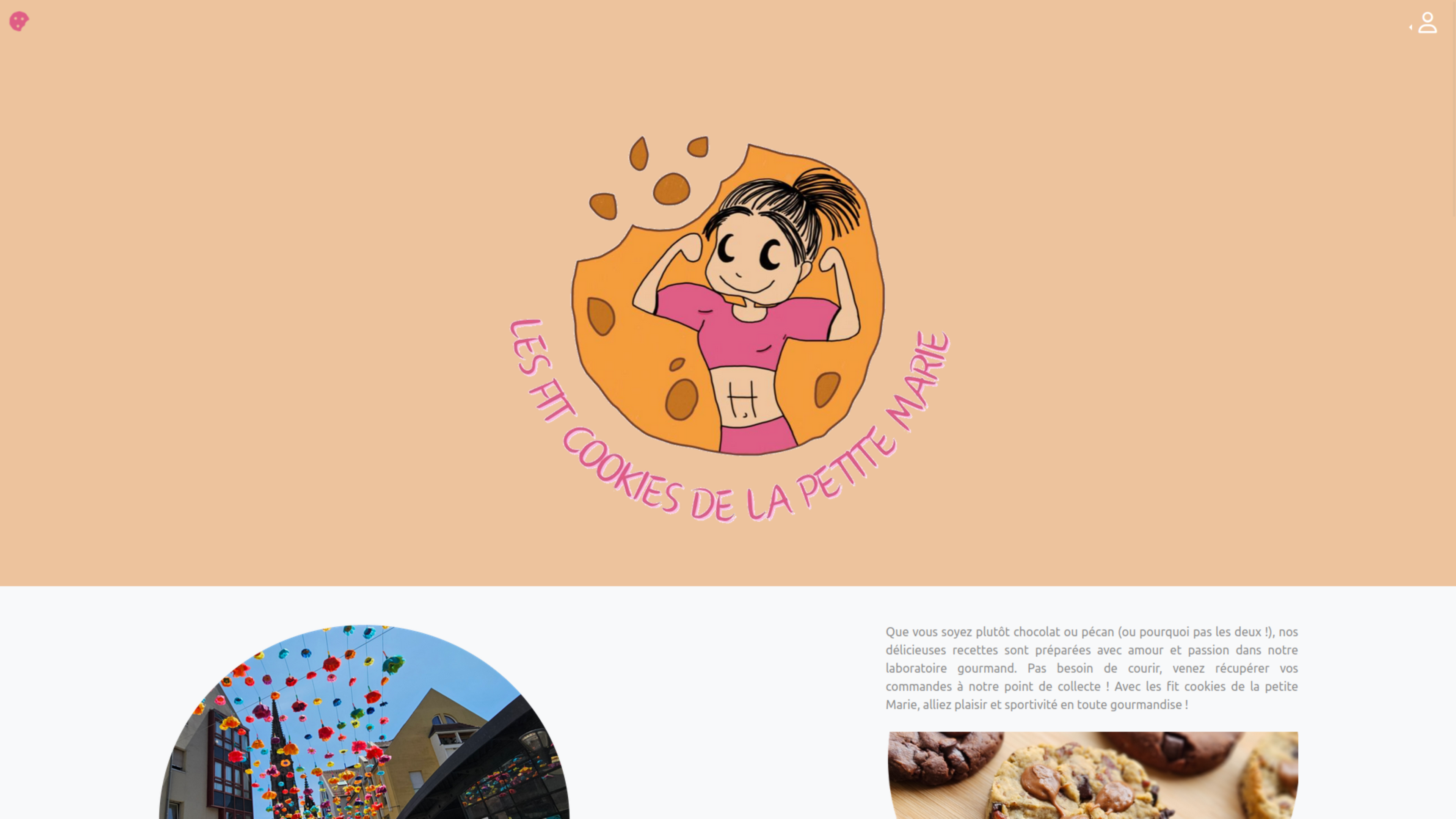 Aperçu du site e-commerce Les fit cookies de la petite Marie, développé avec Symfony et Stripe