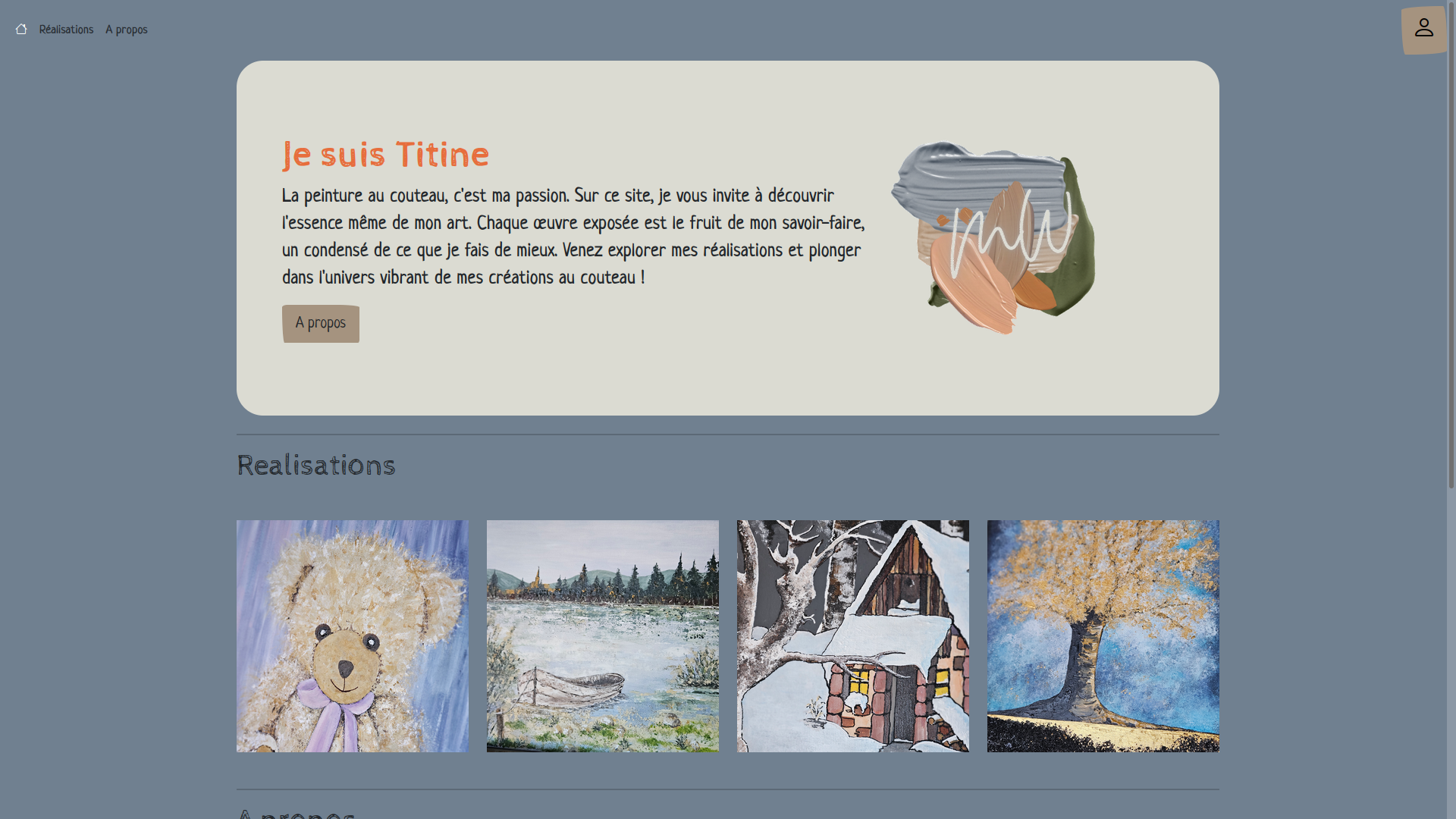 Aperçu du site vitrine Titine Créations, galerie d'art développée avec Symfony